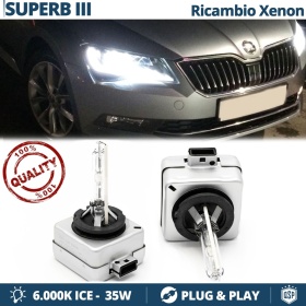 2x Bombillas Bi-Xenon D3S de Repuesto para SKODA SUPERB 3 (15-19) Luz 6.000K Blanco Frio Lámpara 35W