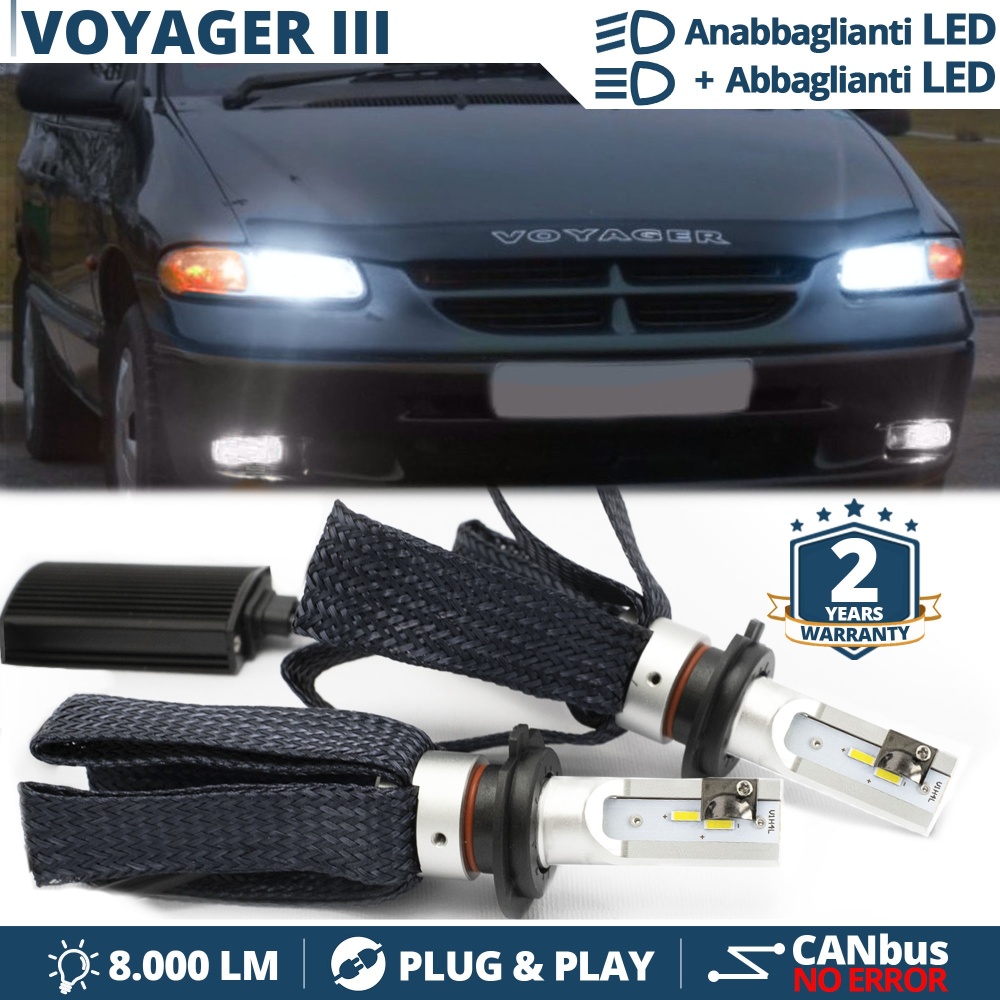 H4 Full LED Kit for CHRYSLER VOYAGER 3 Low + High Beam | 6500K 8000LM CANbus Error FREE