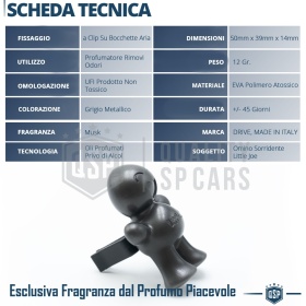DÉSODORISANT VOITURE Little Joe® GRIS, Applicable sur Grille d' Aération Mercedes | MUSC 45 Jours