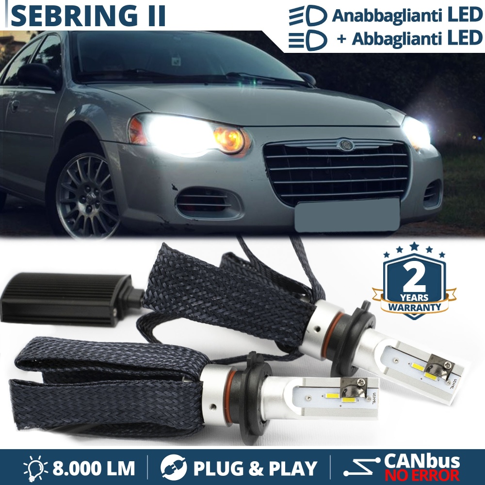 Kit LED H4 para CHRYSLER SEBRING 2 Luces de Cruce + Carretera | 6500K 8000LM CANbus