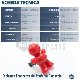 AMBIENTADOR DE COCHE Little Joe® ROJO, Aplicable en Rejilla de Aire Ssangyong | CHERRY 45 Días