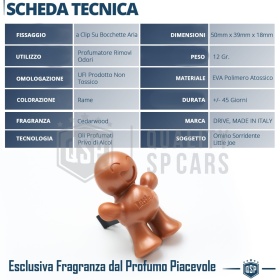 AMBIENTADOR DE COCHE Little Joe® COBRE, Aplicable en Rejilla de Aire Isuzu | CEDARWOOD 45 Días