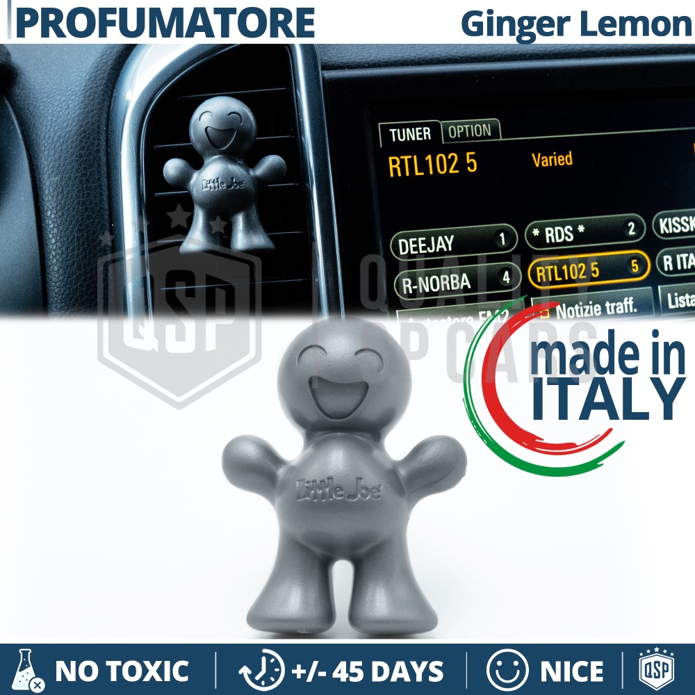AMBIENTADOR DE COCHE Little Joe® PLATO, Aplicable en Rejilla de Aire Ssangyong | GINGER LEMON 45 Días