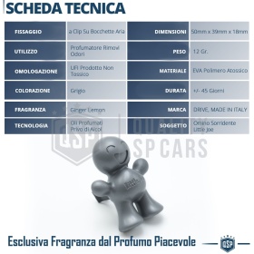AMBIENTADOR DE COCHE Little Joe® PLATO, Aplicable en Rejilla de Aire Ssangyong | GINGER LEMON 45 Días