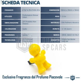 CAR FRESHENER Little Joe® YELLOW, Perfume Applicable on Audi Air Vents | VANILLA 45 Days
