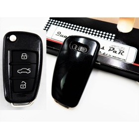 Metallic BLACK Hard Remote Key Cover for Audi Q3 (8U - F3) PROTECTOR Shell Case in Thermal Abs