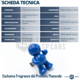 AMBIENTADOR DE COCHE Little Joe® AZUL, Aplicable en Rejilla de Aire Ssangyong | OCEAN 45 Días