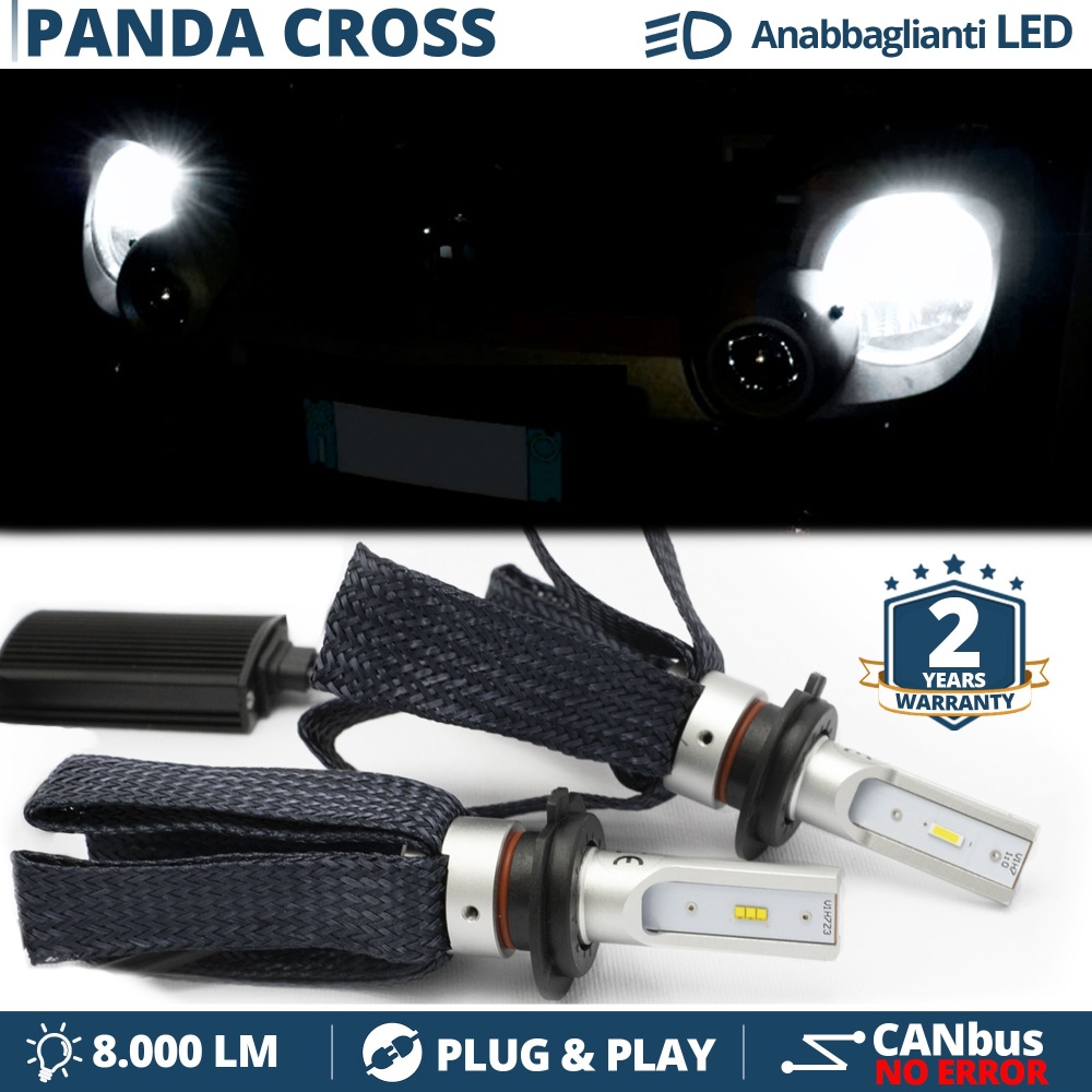 Kit LED H7 para Fiat Panda Cross 169 4x4 Luces de Cruce CANbus | 6500K Blanco Frío 8000LM