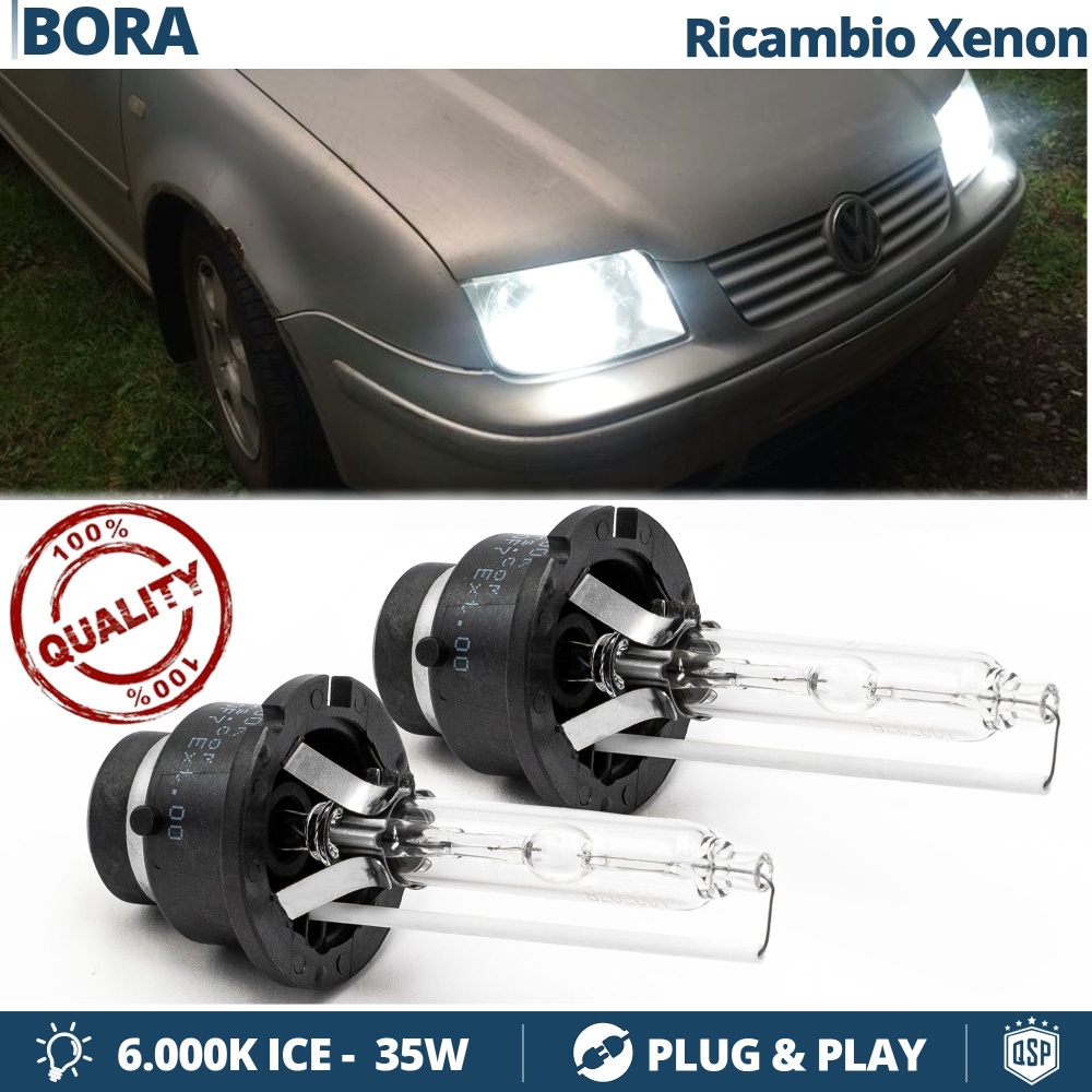 Coppia Lampadine di Ricambio Xenon D2S per VOLKSWAGEN BORA Luci Bianco Ghiaccio 6000K 35W