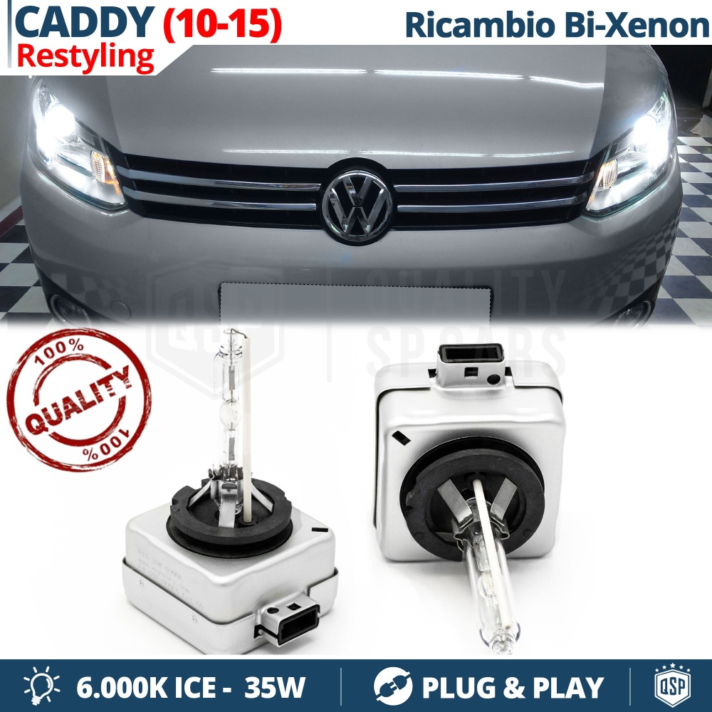 2x Bombillas Bi-Xenon D3S de Repuesto para VOLKSWAGEN CADDY 3 03-15 Luz 6.000K Blanco Frio Lámpara 35W