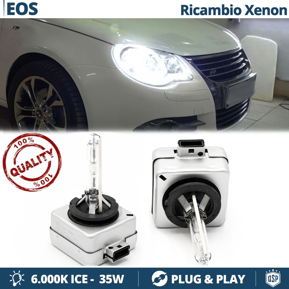 2x Bombillas Bi-Xenon D1S de Repuesto para VOLKWAGEN EOS 06-10 Luz 6.000K Blanco Frio Lámpara 35W