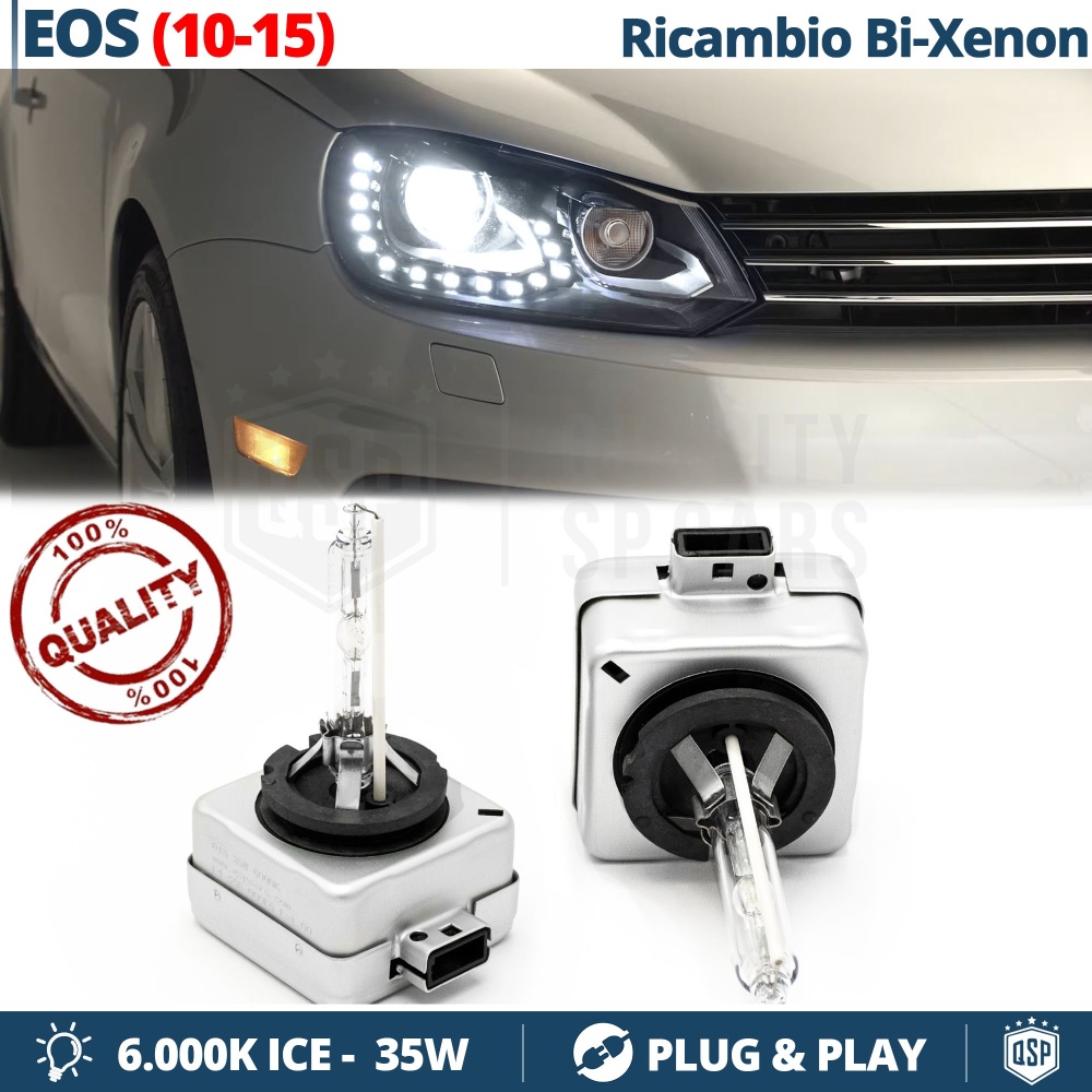 2x Bombillas Bi-Xenon D3S de Repuesto para VOLKSWAGEN EOS 10-15 Luz 6.000K Blanco Frio Lámpara 35W
