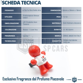 AMBIENTADOR DE COCHE LOVE YOU Little Joe® Aplicable en Rejilla de Aire Peugeot | VAINILLA 45 Días