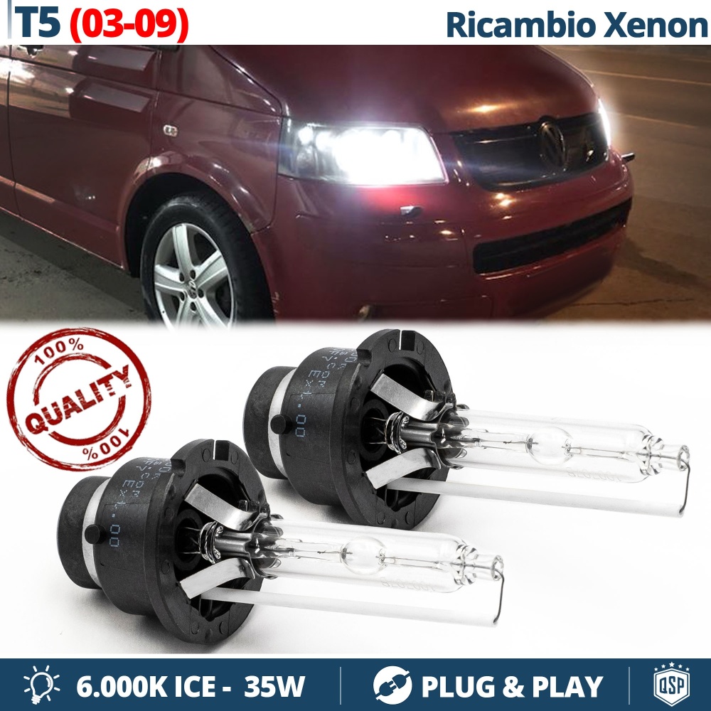 2x Bombillas Xenon D2S de Repuesto para VW MULTIVAN TRANSPORTER T5 03-10 Luz 6.000K Blanco Frio Lámpara 35W