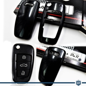 Funda Rígida Llave Mando NEGRO metalizado para Audi Q7 (4L) Carcasa Protectora en Abs Térmico