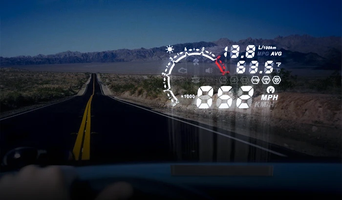 Proiezione contachilometri su Parabrezza Auto