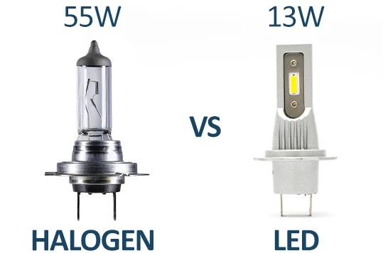 diferencia-W-entre-bombilla-led-y-halógena-de-coche Comparación de bombillas halógenas y LED